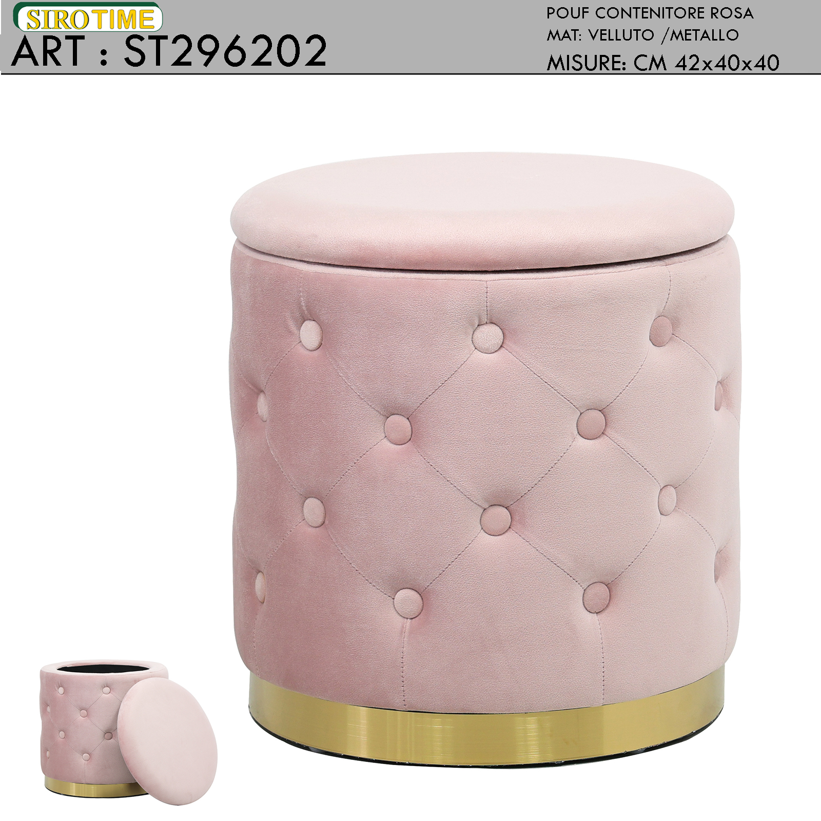 Pouf contenitore rosa cipria cm 70h.42 nuovo art.74386 consegna  gratuita