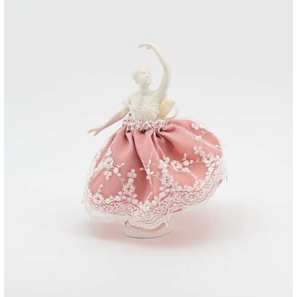 Bomboniera in porcellana ballerina rosa Pz. 1
