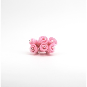 Applicazione fiore betty rosa piccolo con perle e strass Pz. 72