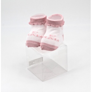 Scarpine neonato in cotone bianche e rosa è nata Pz. 1