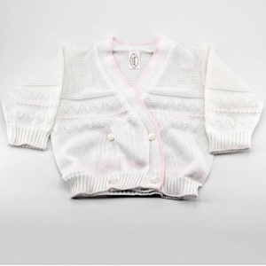 Scaldacuore neonato in puro cotone bianco con bordi rosa Pz. 1