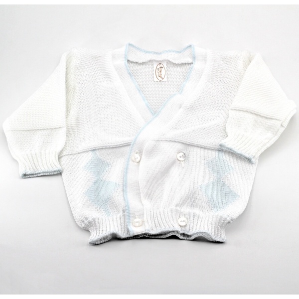 Scaldacuore neonato puro cotone bianco con rombi Pz. 1
