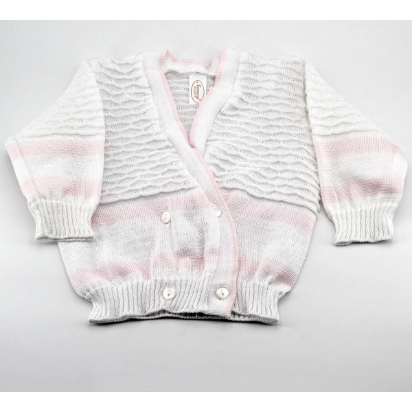 Scaldacuore neonato puro cotone bianco e rosa con fantasia ricamo Pz. 1