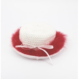 Cappellino bianco con piume marabou rosse Pz.1