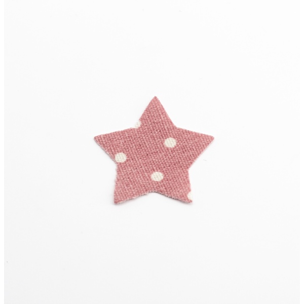 Applicazione stella in cotone rosa a pois bianchi Pz.1