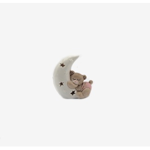 Bomboniera orsetto piccolo rosa su luna  Pz. 6