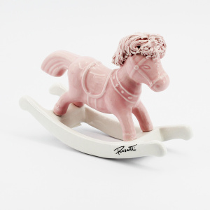 Cavallo dondolo ceramica rosa (Personalizzabile) Pz. 1