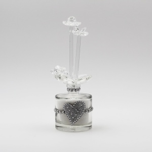 Bomboniera in vetro profumatore fiore con strass Pz.1