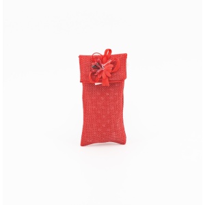 Bustina cotone rosso con fiocco e margherita Pz. 12